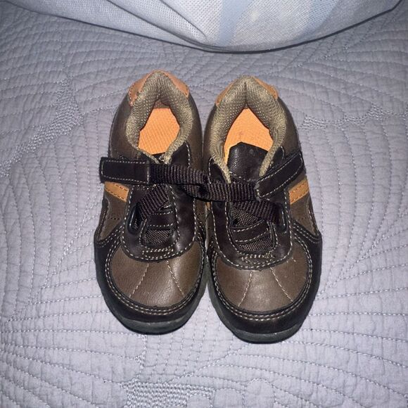Smart Fit Brown & Orange Toddler‎ Boy Easy On Shoes, Size 5 - Picture 1 of 6